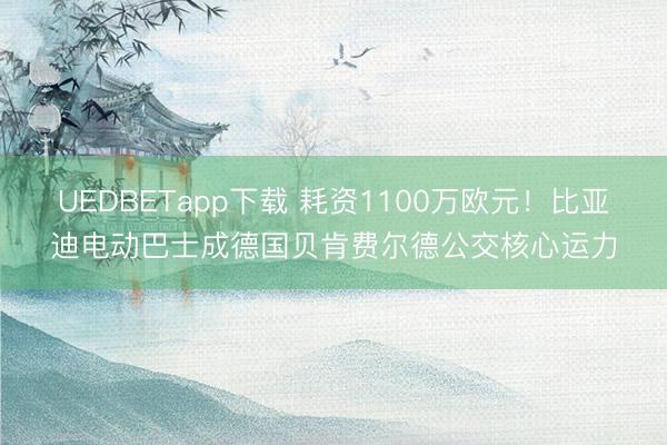 UEDBETapp下载 耗资1100万欧元！比亚迪电动巴士成德国贝肯费尔德公交核心运力