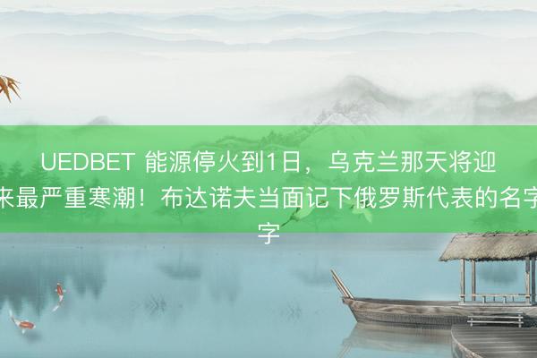 UEDBET 能源停火到1日，乌克兰那天将迎来最严重寒潮！布达诺夫当面记下俄罗斯代表的名字