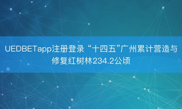 UEDBETapp注册登录 “十四五”广州累计营造与修复红树林234.2公顷