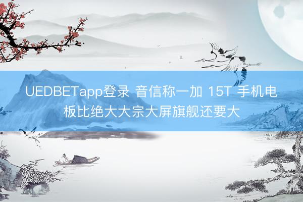 UEDBETapp登录 音信称一加 15T 手机电板比绝大大宗大屏旗舰还要大