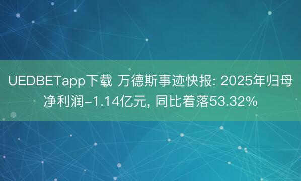 UEDBETapp下载 万德斯事迹快报: 2025年归母净利润-1.14亿元， 同比着落53.32%