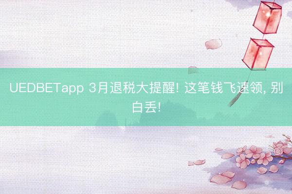 UEDBETapp 3月退税大提醒! 这笔钱飞速领, 别白丢!