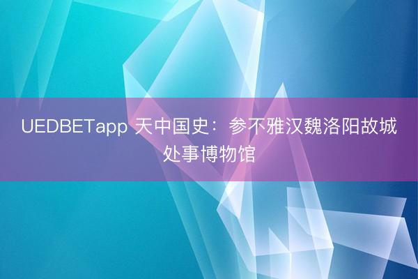 UEDBETapp 天中国史：参不雅汉魏洛阳故城处事博物馆