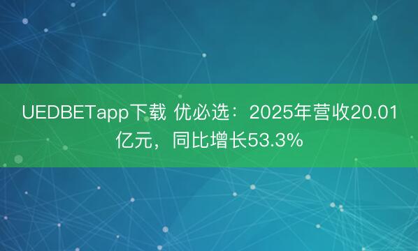 UEDBETapp下载 优必选：2025年营收20.01亿元，同比增长53.3%