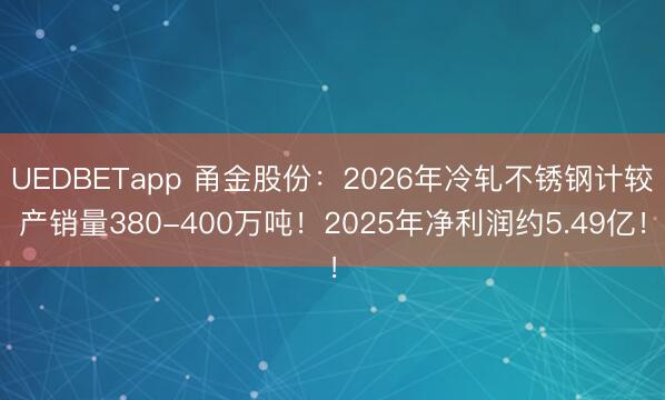 UEDBETapp 甬金股份：2026年冷轧不锈钢计较产销量380-400万吨！2025年净利润约5.49亿！