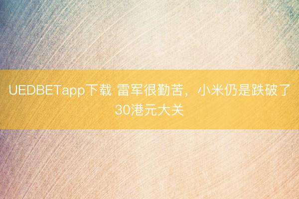 UEDBETapp下载 雷军很勤苦，小米仍是跌破了30港元大关