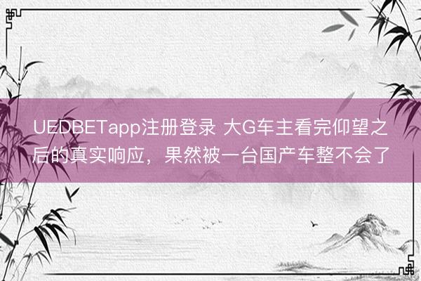 UEDBETapp注册登录 大G车主看完仰望之后的真实响应，果然被一台国产车整不会了