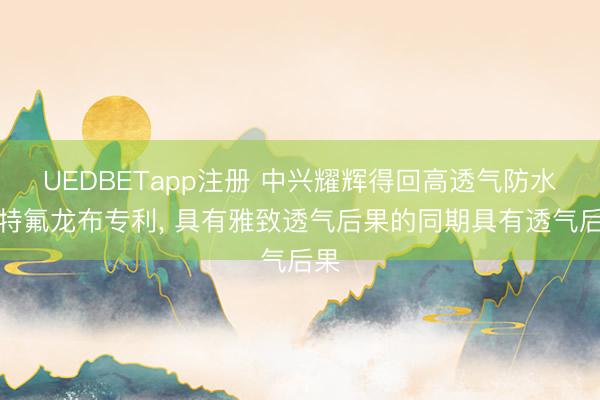 UEDBETapp注册 中兴耀辉得回高透气防水性特氟龙布专利， 具有雅致透气后果的同期具有透气后果
