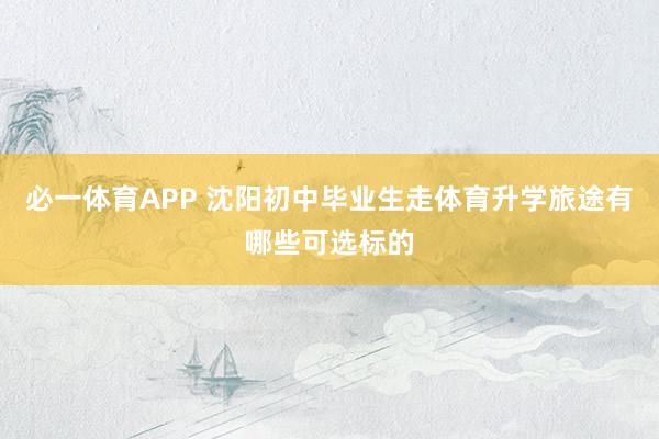 必一体育APP 沈阳初中毕业生走体育升学旅途有哪些可选标的