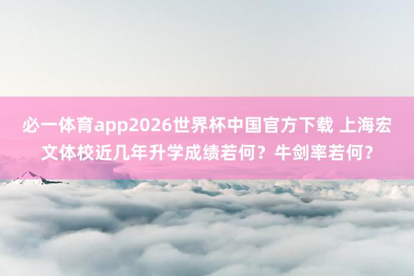 必一体育app2026世界杯中国官方下载 上海宏文体校近几年升学成绩若何？牛剑率若何？