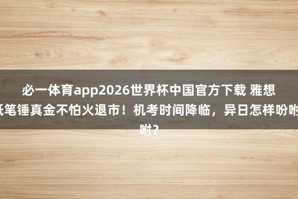 必一体育app2026世界杯中国官方下载 雅想纸笔锤真金不怕火退市!机考时间降临,异日怎样吩咐?