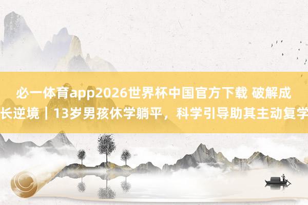 必一体育app2026世界杯中国官方下载 破解成长逆境｜13岁男孩休学躺平，科学引导助其主动复学