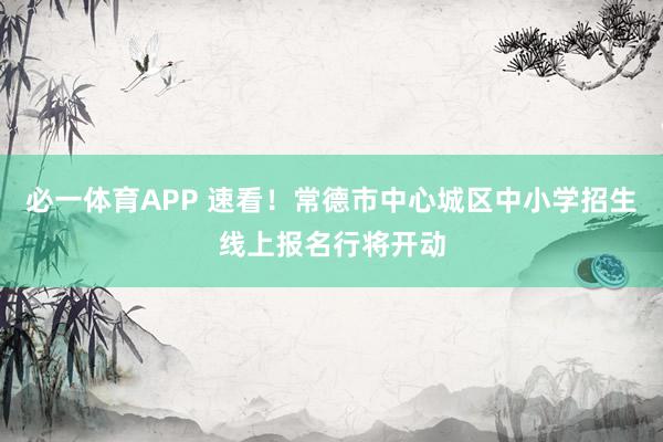必一体育APP 速看！常德市中心城区中小学招生线上报名行将开动