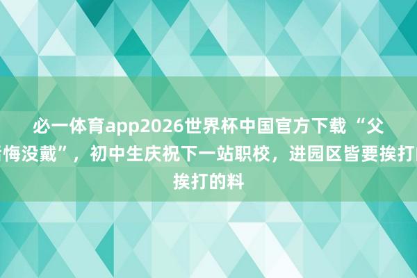 必一体育app2026世界杯中国官方下载 “父母后悔没戴”，初中生庆祝下一站职校，进园区皆要挨打的料