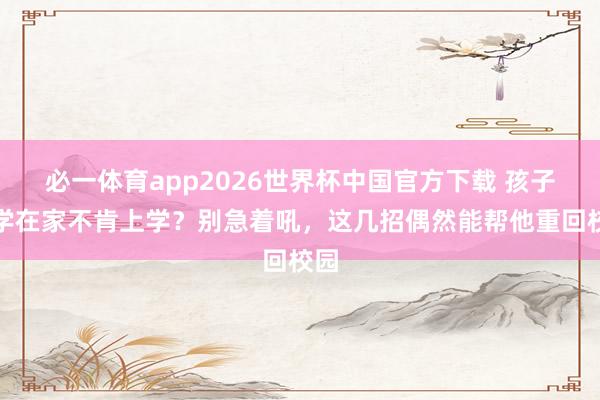 必一体育app2026世界杯中国官方下载 孩子辍学在家不肯上学？别急着吼，这几招偶然能帮他重回校园