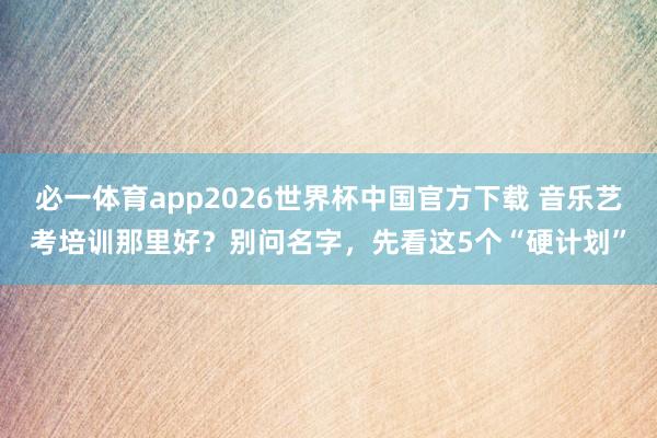 必一体育app2026世界杯中国官方下载 音乐艺考培训那里好？别问名字，先看这5个“硬计划”