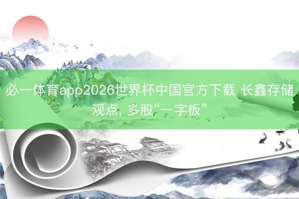 必一体育app2026世界杯中国官方下载 长鑫存储观点, 多股“一字板”