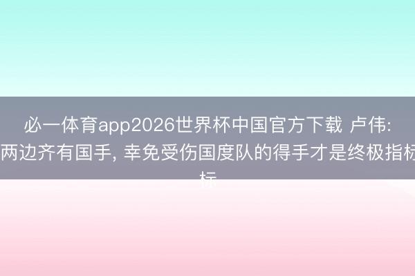 必一体育app2026世界杯中国官方下载 卢伟: 两边齐有国手， 幸免受伤国度队的得手才是终极指标