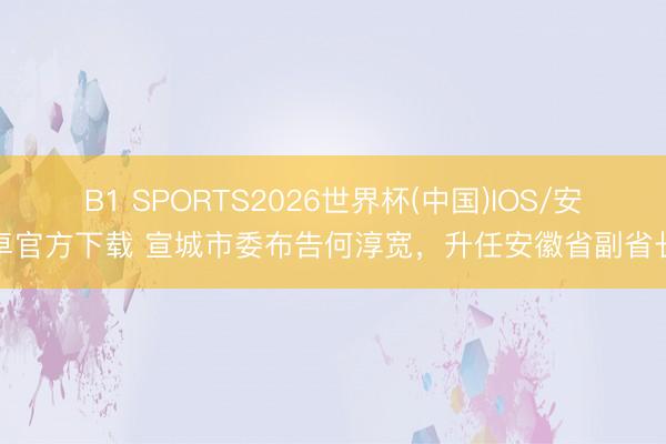 B1 SPORTS2026世界杯(中国)IOS/安卓官方下载 宣城市委布告何淳宽，升任安徽省副省长