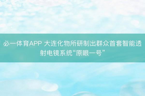 必一体育APP 大连化物所研制出群众首套智能透射电镜系统“原眼一号”