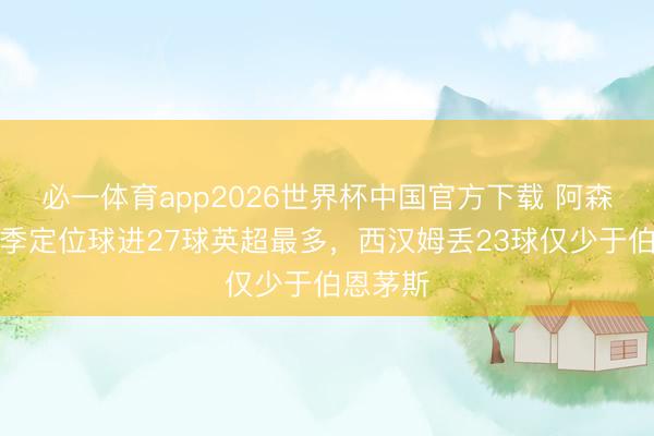 必一体育app2026世界杯中国官方下载 阿森纳本赛季定位球进27球英超最多,西汉姆丢23球仅少于伯恩茅斯