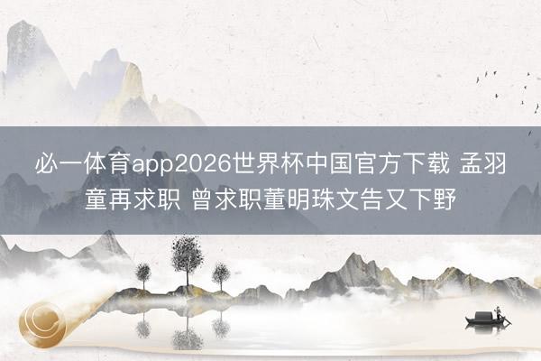 必一体育app2026世界杯中国官方下载 孟羽童再求职 曾求职董明珠文告又下野
