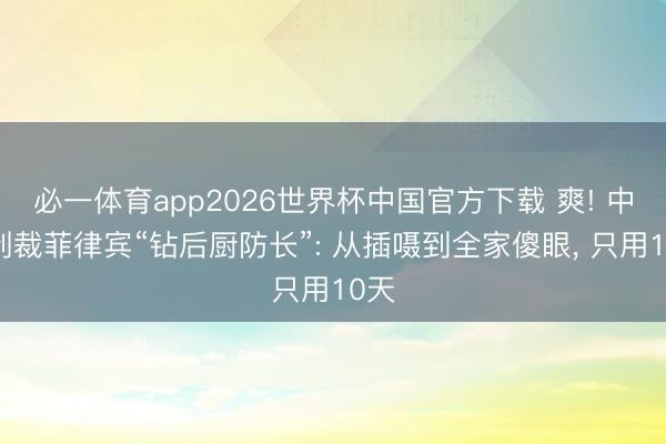 必一体育app2026世界杯中国官方下载 爽! 中国制裁菲律宾“钻后厨防长”: 从插嗫到全家傻眼， 只用10天