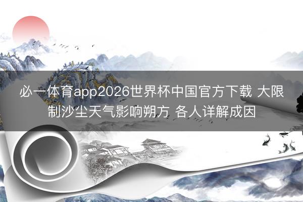 必一体育app2026世界杯中国官方下载 大限制沙尘天气影响朔方 各人详解成因