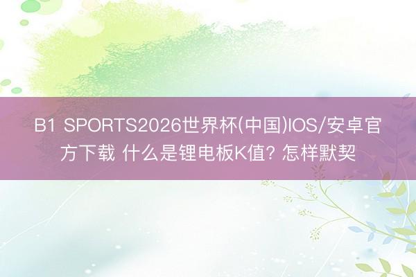 B1 SPORTS2026世界杯(中国)IOS/安卓官方下载 什么是锂电板K值? 怎样默契